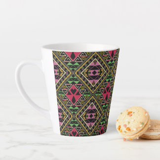 Taza De Café Latte Arte de tela abstracta brillante rosa y verde