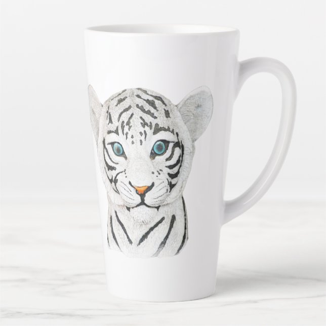 Taza De Café Latte Arte de tigres blancos tigre cariñosamente - Arte  (Derecha)