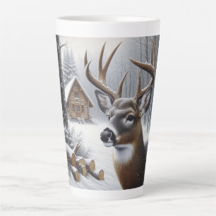 Taza De Café Latte Arte de venado/buck de invierno