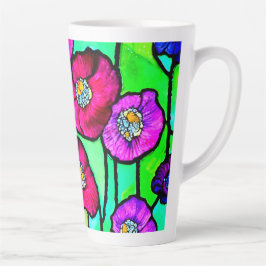 Taza De Café Latte Arte de vidrio de Anemones