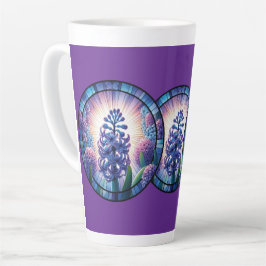 Taza De Café Latte Arte de vidrio emplomado de jacinto