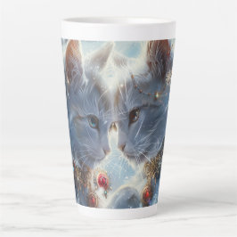 Taza De Café Latte Arte digital de gatos blancos