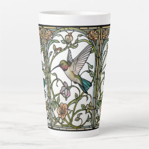 Taza De Café Latte Arte elegante de colibrí botánico boho chic