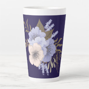 Taza De Café Latte Arte Floral de Rosa Vintage    Flores Botánicas Re