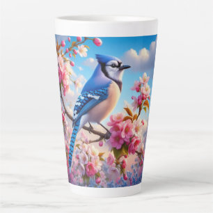 Taza De Café Latte Arte floral/primaveral de Jay azul