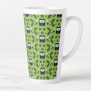 Taza De Café Latte Arte folclórico de búho escandinavo