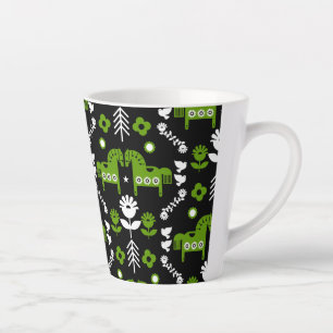 Taza De Café Latte Arte folclórico escandinavo de caballos