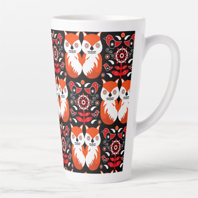 Taza De Café Latte Arte folclórico escandinavo de Fox (Derecha)