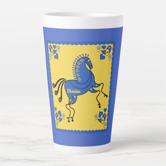 Taza De Café Latte Arte folclórico eslavo tradicional de Ucrania (Anverso)