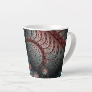 Taza De Café Latte Arte fractal de fantasía vívida abstracta marrón a