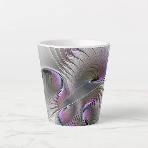 Taza De Café Latte Arte fractal de figura abstracta moderna tímida fa