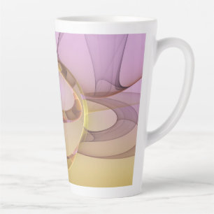 Taza De Café Latte Arte fractal dorado rosa moderno abstracto