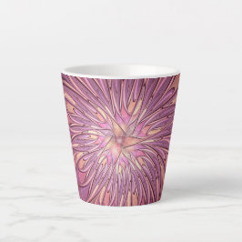 Taza De Café Latte Arte fractal floral moderno abstracto colores de b
