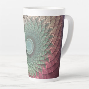 Taza De Café Latte Arte fractal moderno abstracto de caracol colorido