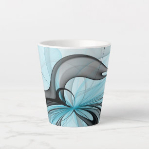 Taza De Café Latte Arte fractal moderno gris antracita abstracto