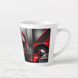 Taza De Café Latte Arte geométrico abstracto dinámico regalo rojo y n