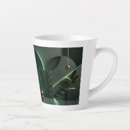 Taza De Café Latte Arte geométrico abstracto elegante verde oscuro y