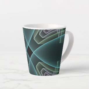 Taza De Café Latte Arte gráfico geométrico fractal teal moderno