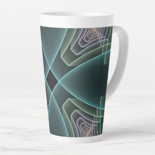 Taza De Café Latte Arte gráfico geométrico fractal teal moderno