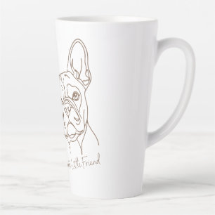 Taza De Café Latte Arte lineal de Bulldog Francés minimalista - "Cute