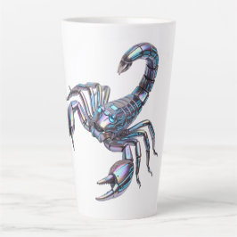 Taza De Café Latte Arte Mecánico Escorpión Cibernético Irisado