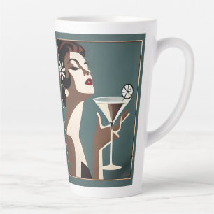 Taza De Café Latte Arte Moderno de Mitad de Siglo La DIva del Martini