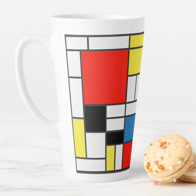 Taza De Café Latte Arte Mondrian De Stijl (In situ)