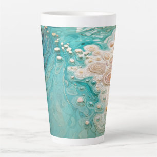 Taza De Café Latte Arte Oceánico Topográfico Abstracto
