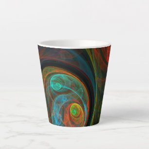 Taza De Café Latte Arte resumido azul de renacimiento