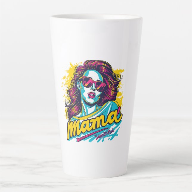 Taza De Café Latte Arte Retro Mama Pop Personalizado (12) Latte Mug (Anverso)