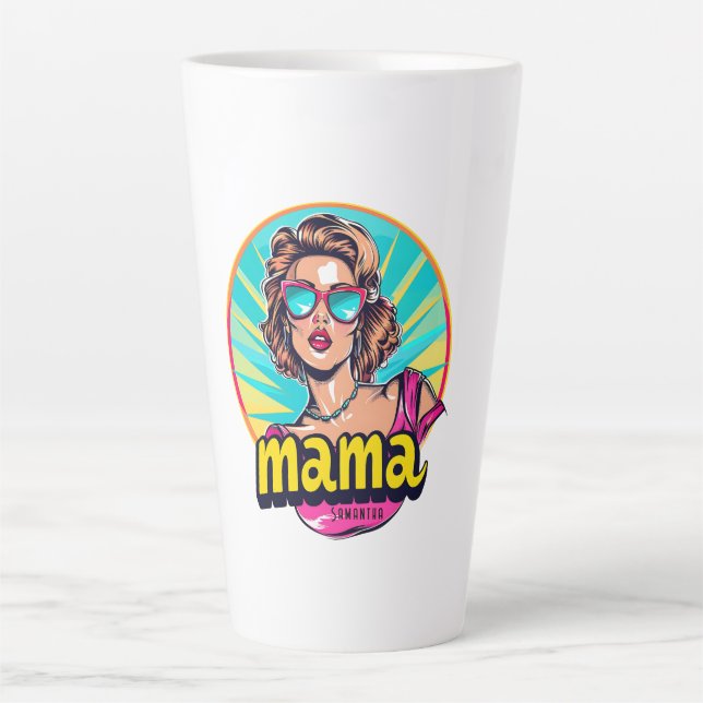 Taza De Café Latte Arte Retro Mama Pop Personalizado (3) (Anverso)