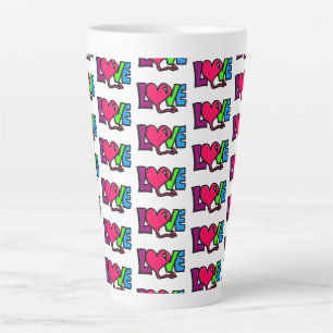 Taza De Café Latte Arte tipográfico de la palabra Amor