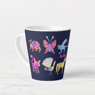 Taza De Café Latte Artesanía Popular Mexicana Animales Alebrije Perso
