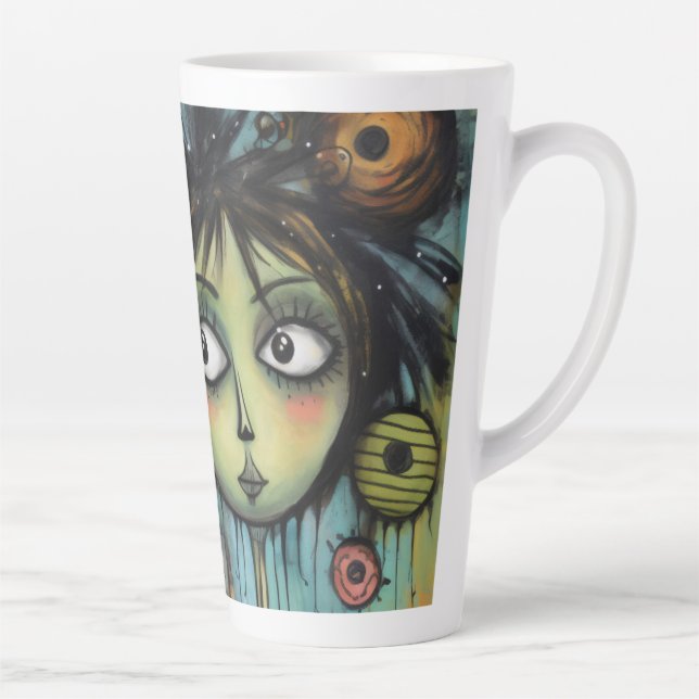 Taza De Café Latte ArtLady 20 Encantador y afligido (Derecha)