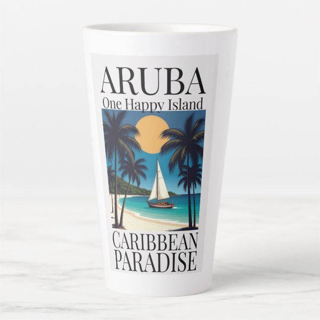 Taza De Café Latte Aruba, una isla feliz (Anverso)