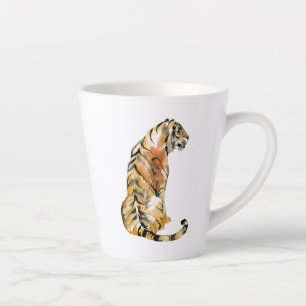 Taza De Café Latte Asiento del tigre de color agua