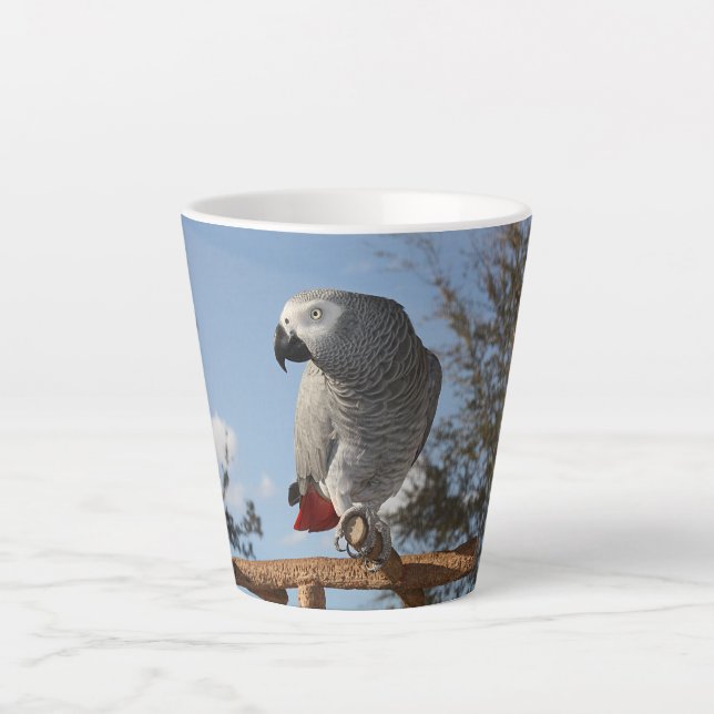 Taza De Café Latte Asombroso loro gris africano (Anverso)