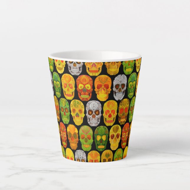 Taza De Café Latte Aspen Leaf Skulls sin fisuras patrón 2018 (Anverso)