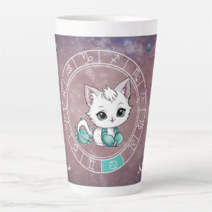 Taza De Café Latte Astrología del planeta de la rueda del gato curada
