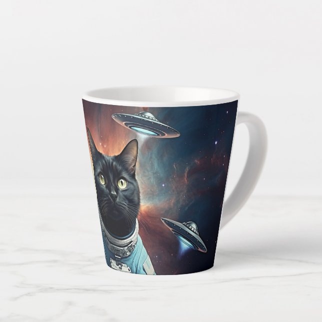 Taza De Café Latte Astronauta gata galáctica (Ángulo derecho)
