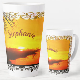 Taza De Café Latte Atardecer en el Malecon 2441