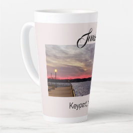 Taza De Café Latte Atardecer en el muelle Keyport NJ