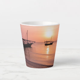 Taza De Café Latte Atardecer en Zanzíbar