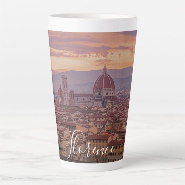 Taza De Café Latte Atardecer sobre Florencia, Italia (Anverso)