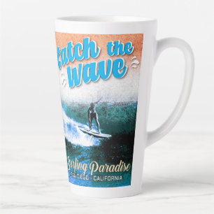 Taza De Café Latte Atrapa la ola - Paraíso de surf