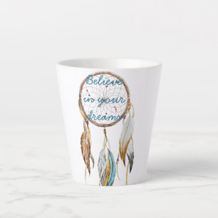 Taza De Café Latte Atrapasueños Turquesa Marrón