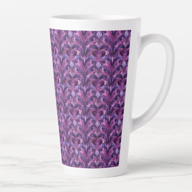 Taza De Café Latte Audaz Morado Tones Art Deco Gran Latte Mug (Derecha)