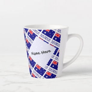 Taza De Café Latte Australia Australian.Flag Tiled Negro Personalizad