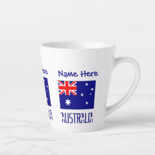 Taza De Café Latte Australia Bandera Australiana Azul Personalizada P
