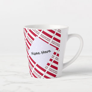Taza De Café Latte Austria Bandera Austriaca Tiled Negro Personalizac